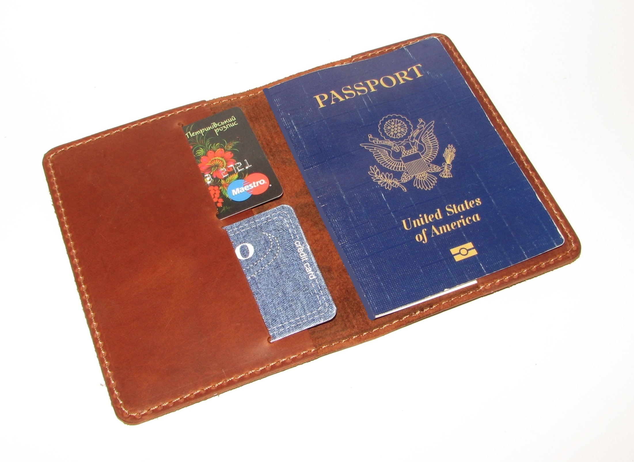 Шкіряна обкладинка на паспорт Passport USA col.N рудий Шкіряна обкладинка на паспорт Passport USA col.N рудий